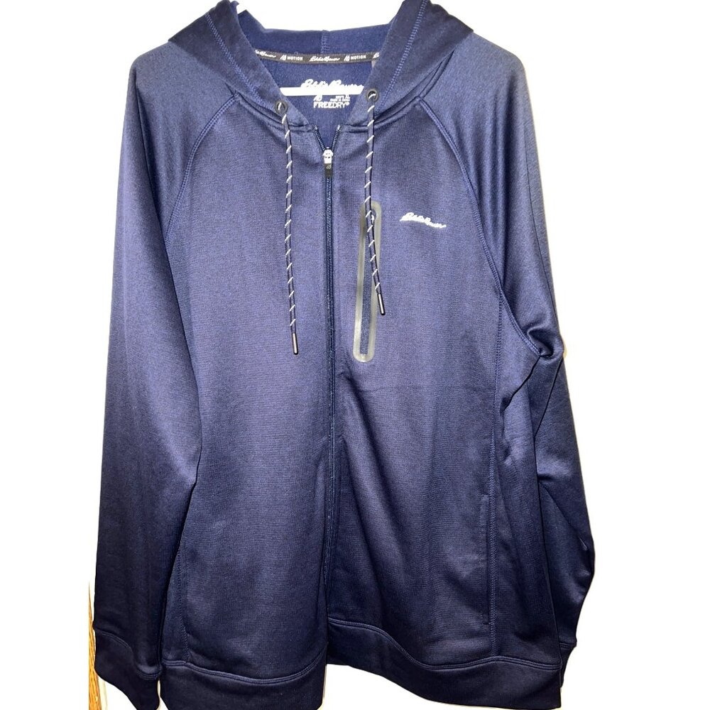 Eddie Bauer Motion Mens XL Full-Zip Hoodie Jacket - Navy Performance Fabric